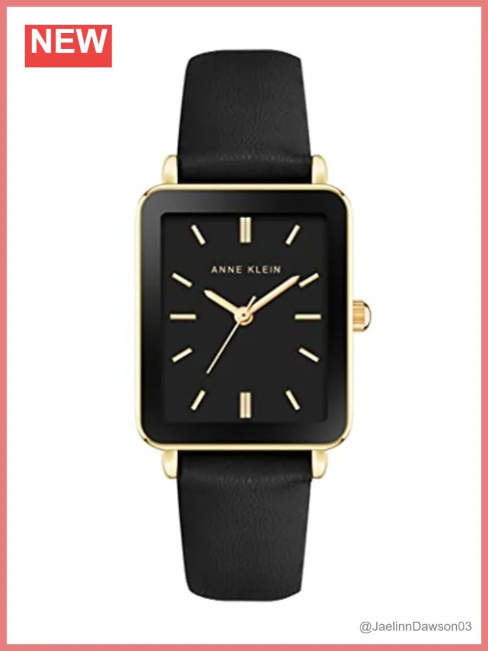 Anne Klein Women's Dress Watch Black Faux Leather Strap Japanese Quartz